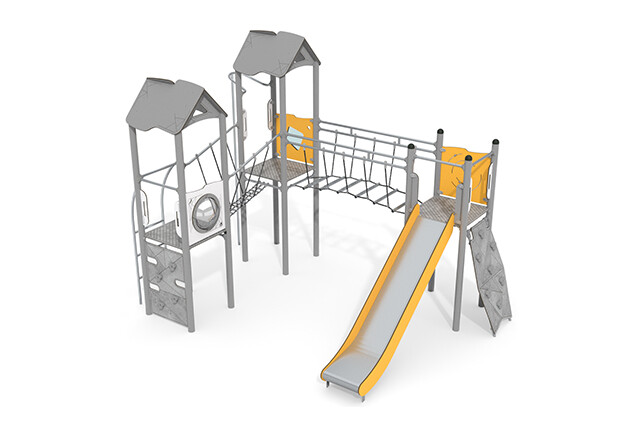 3D rendering af Play tower - Active triple tower V-bridge