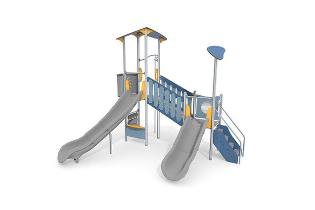 3D rendering af Play tower - Aquarius INOX tower platform inclined bridge