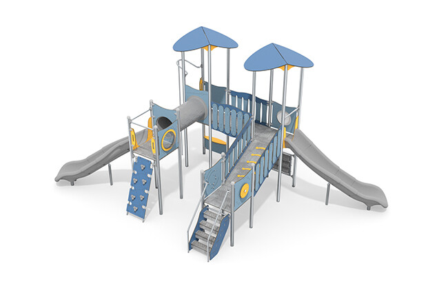3D rendering af Play tower - Aquarius INOX quadruple tower slides