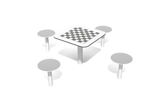 3D rendering af Outdoor games table for chess and draughts