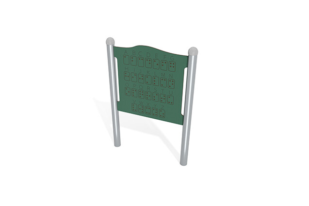 3D rendering af Activity board - alphabet with braille green