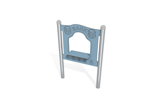 3D rendering af Activity board - bank counter / grocery counter blue