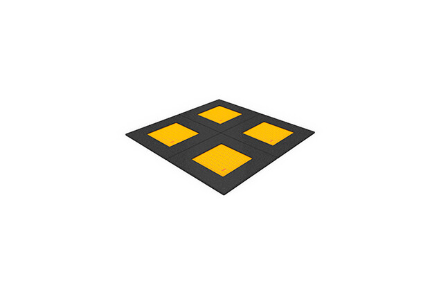 3D rendering af Trampoline - square 272 x 272 cm four squares yellow