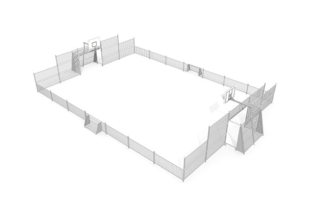 3D rendering af Multi-sport court - Sport Arena 2, 20.76 x 14.20 m grey