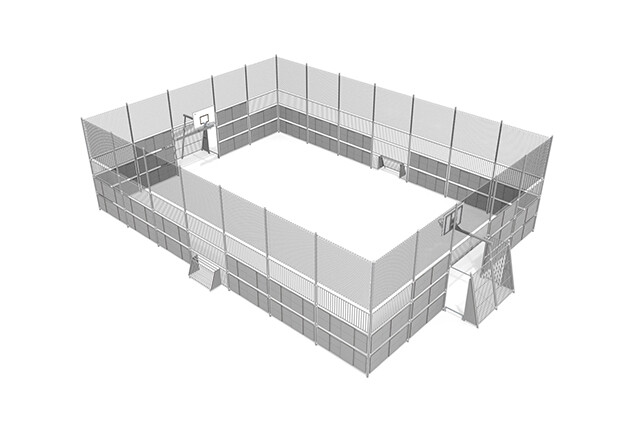 3D rendering af Multi-sport court - Sport Arena 3, 20.76 x 14.20 m grey