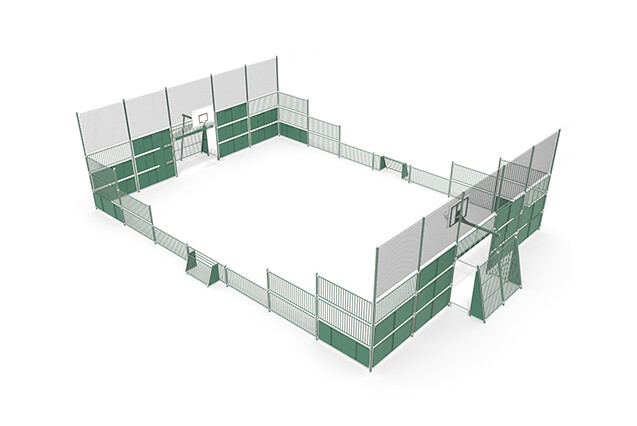 3D rendering af Multi-sport court - Sport Arena 5, 20.76 x 14.20 m green