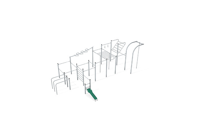 3D rendering af Fitness - Street Workout Inox multi-gym XL green