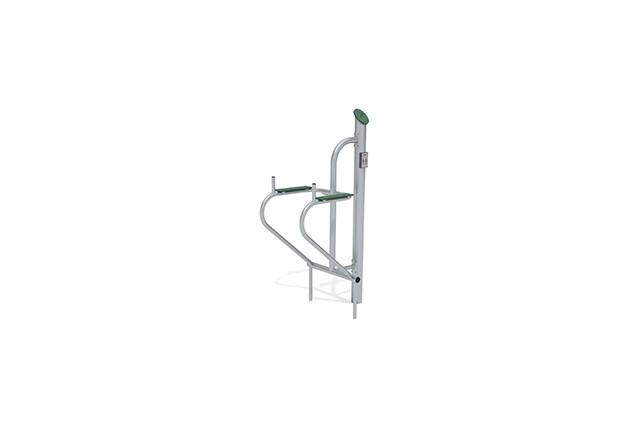 3D rendering af Fitness - Outdoor Inox leg raiser green