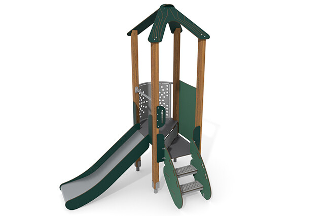 3D rendering af Play tower - ECO single tower balcony green