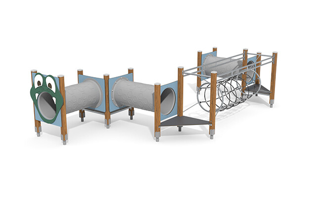 3D rendering af Obstacle course - ECO motor skills course crawl tube blue
