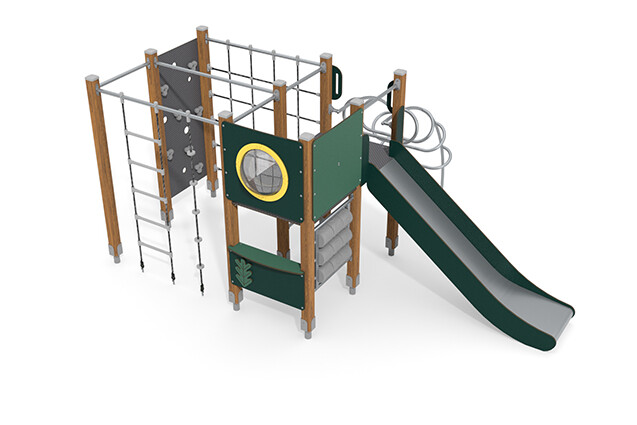 3D rendering af Play tower - ECO single tower climbing structure green