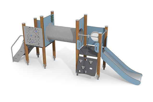 3D rendering af Play tower - ECO double tower crawl tube blue