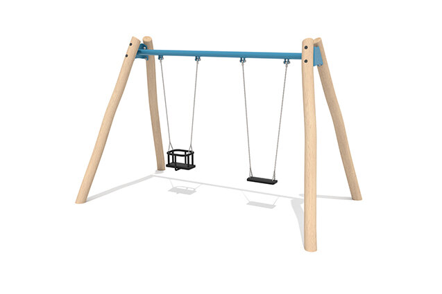 3D rendering af Swing - frame, classic seat, baby seat, robinia and steel