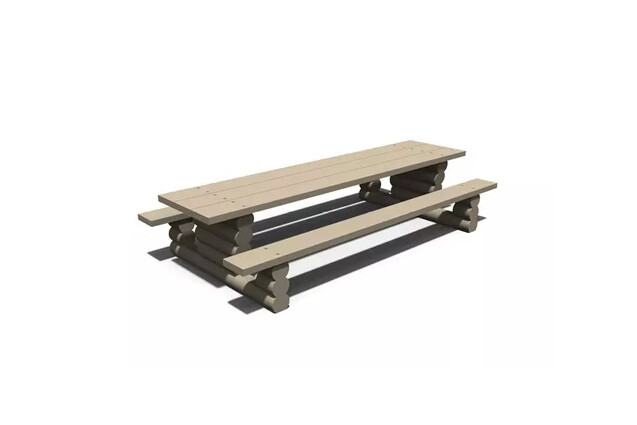 3D rendering af Outdoor furniture - Viking table-bench set oak