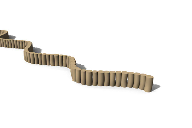 3D rendering af Barrier - palisade natural h 0.4m