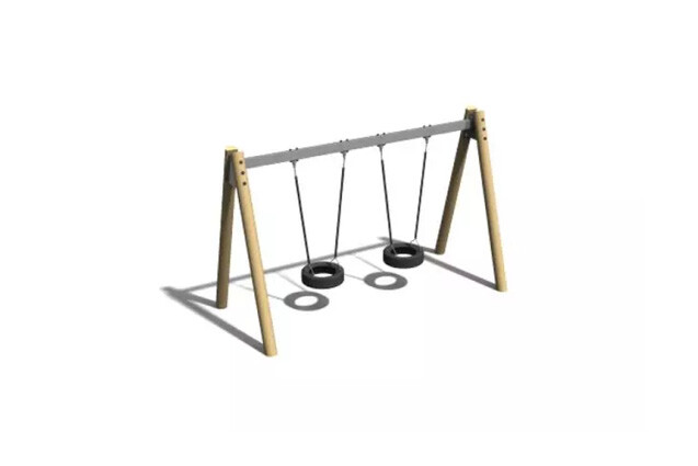 3D rendering af Swing - tyres A-frame robinia and steel h 2.1m