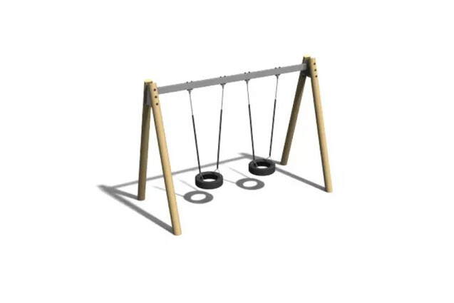 3D rendering af Swing - tyres A-frame robinia and steel h 2.4m