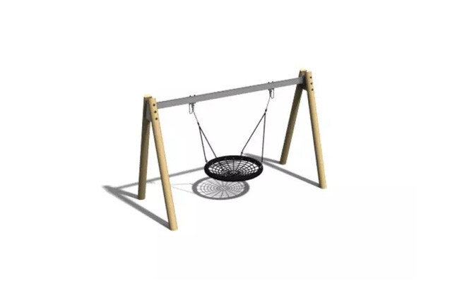 3D rendering af Swing - bird’s nest A-frame robinia and steel h 2.1m