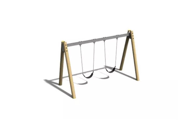 3D rendering af Swing - saddle A-frame robinia and steel h 2.1m