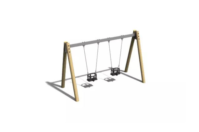 3D rendering af Swing - baby A-frame robinia and steel h 2.1m