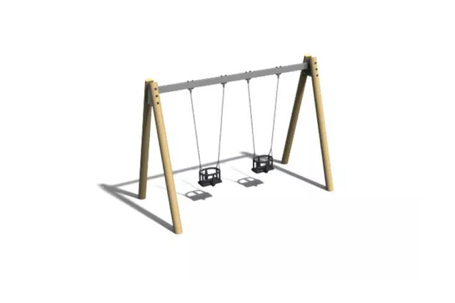 3D rendering af Swing - baby A-frame robinia and steel h 2.4m