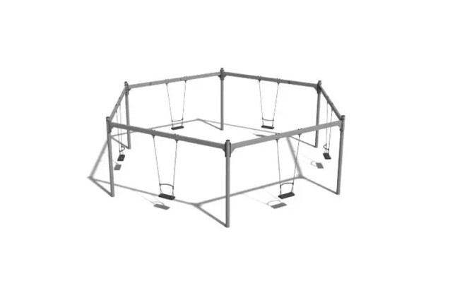 3D rendering af Swing set - hexagonal steel 6 seats h 2.1m