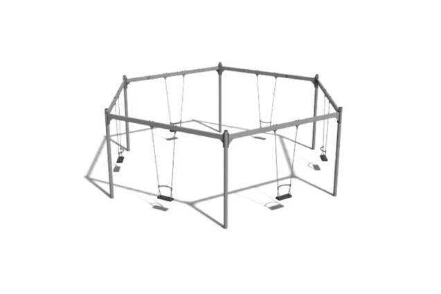 3D rendering af Swing set - hexagonal steel 6 seats h 2.4m