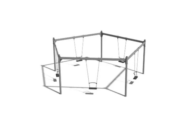 3D rendering af Swing set - pentagonal steel 5 seats h 2.1m
