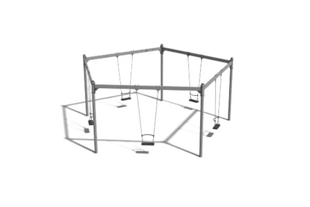 3D rendering af Swing set - pentagonal steel 5 seats h 2.4m
