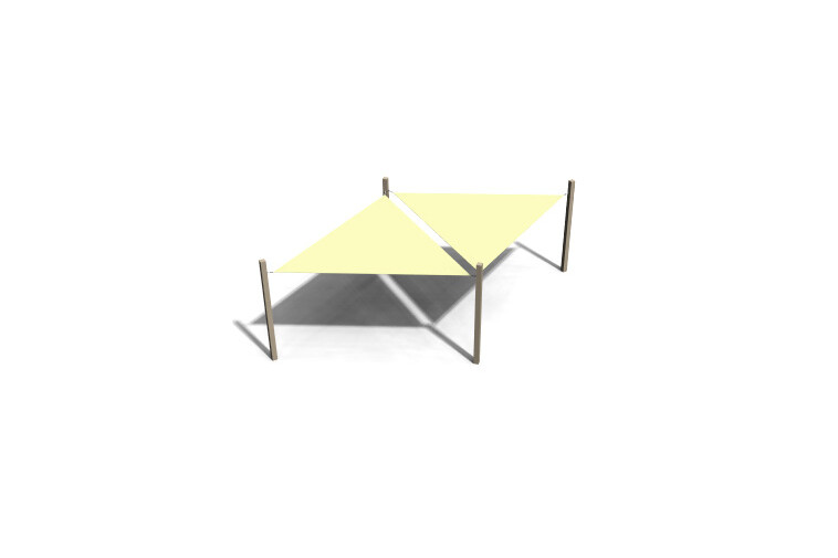3D rendering af Shade sail - 2 triangles oak