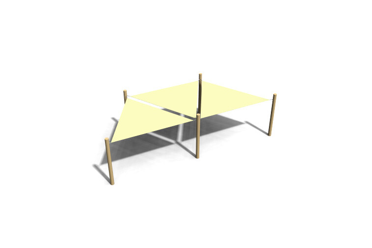 3D rendering af Shade sail - 3 triangles robinia