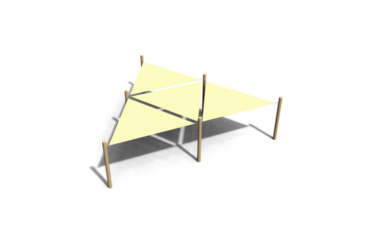 3D rendering af Shade sail - 4 triangles robinia