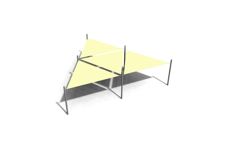 3D rendering af Shade sail - 4 triangles steel