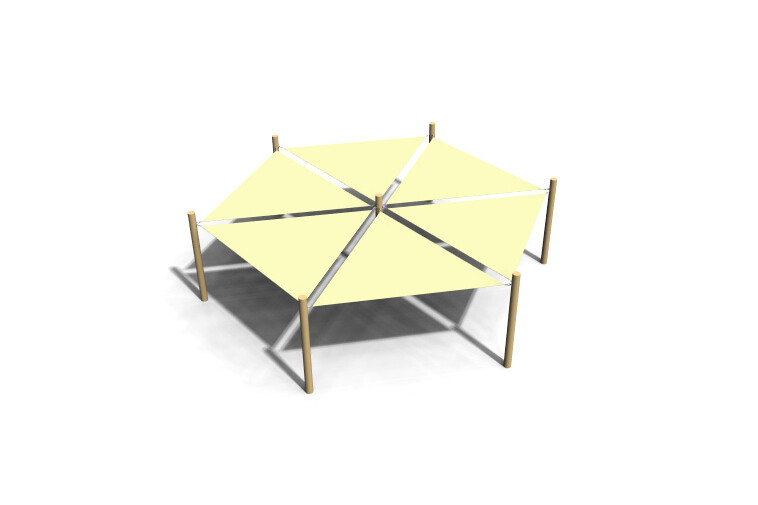 3D rendering af Shade sail - 6 triangles robinia