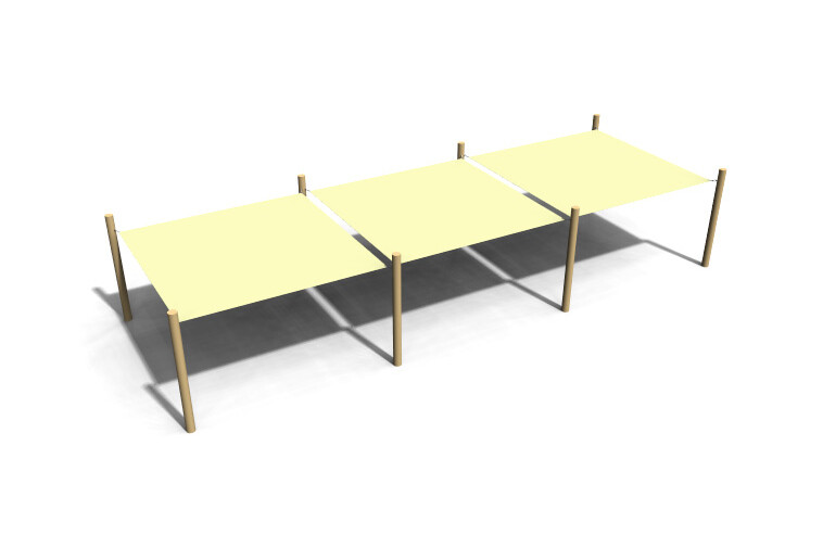 3D rendering af Shade sail - 3 square robinia