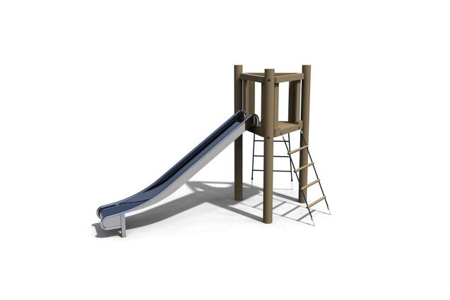3D rendering af Play tower - triangular bird watching tower w slide