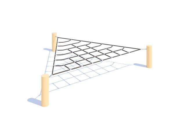 3D rendering af Obstacle course - triangular horizontal climbing net robinia