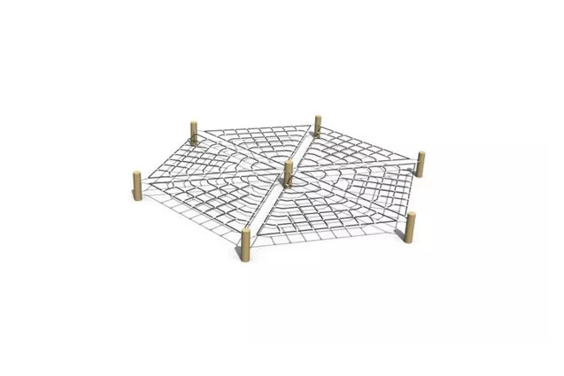 3D rendering af Obstacle course - 6 triangles horizontal climbing net robinia