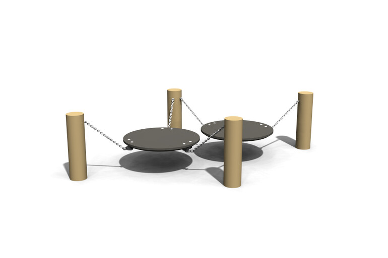 3D rendering af Obstacle course - balance bridge with platforms
