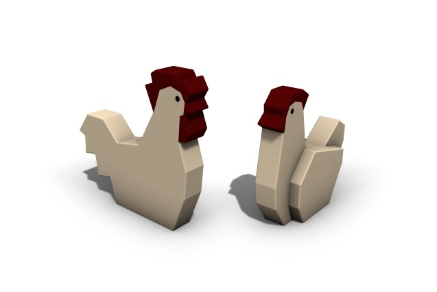 3D rendering af Play sculpture - cockerel and hen