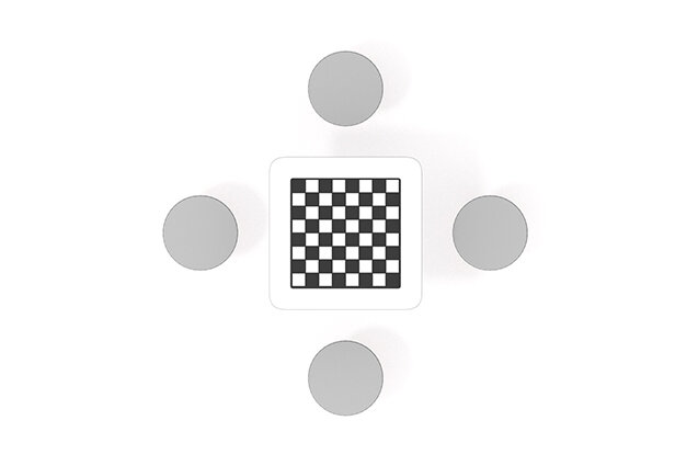 Outdoor games table for chess and draughts