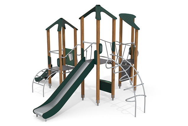 Play tower - ECO triple tower climbing ladders green