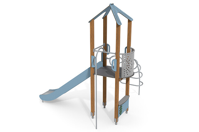Play tower - ECO single tower fireman pole blue