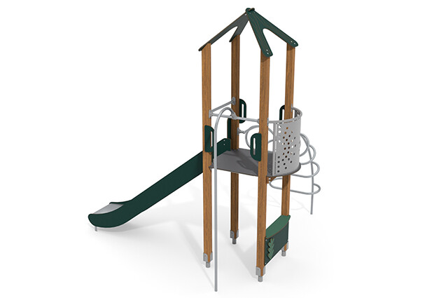 Play tower - ECO single tower fireman pole green