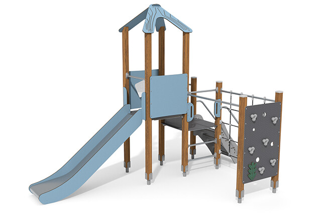 Play tower - ECO double tower climbing wall blue