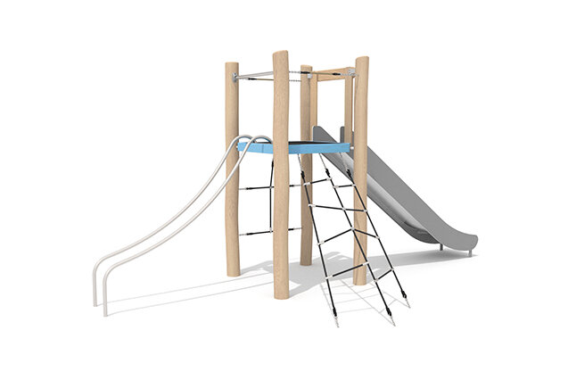 Play tower - Robinia Scandic single tower with slide and climbing elements