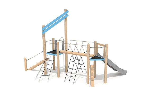 Play tower - Robinia Scandic double tower with fireman's pole