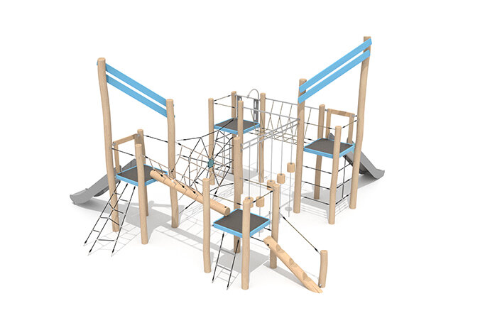 Play tower - Robinia Scandic four towers with slides and climbing nets