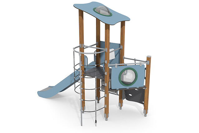 Play tower - ECO single tower platform rope tunnel blue