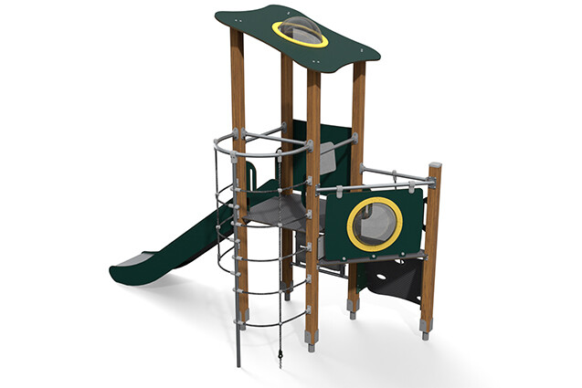 Play tower - ECO single tower platform rope tunnel green
